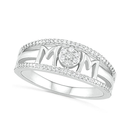 0.10 CT. T.W. Natural Diamond "MOM" Double Row Ring in Sterling Silver