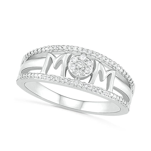 0.10 CT. T.W. Natural Diamond "MOM" Double Row Ring in Sterling Silver