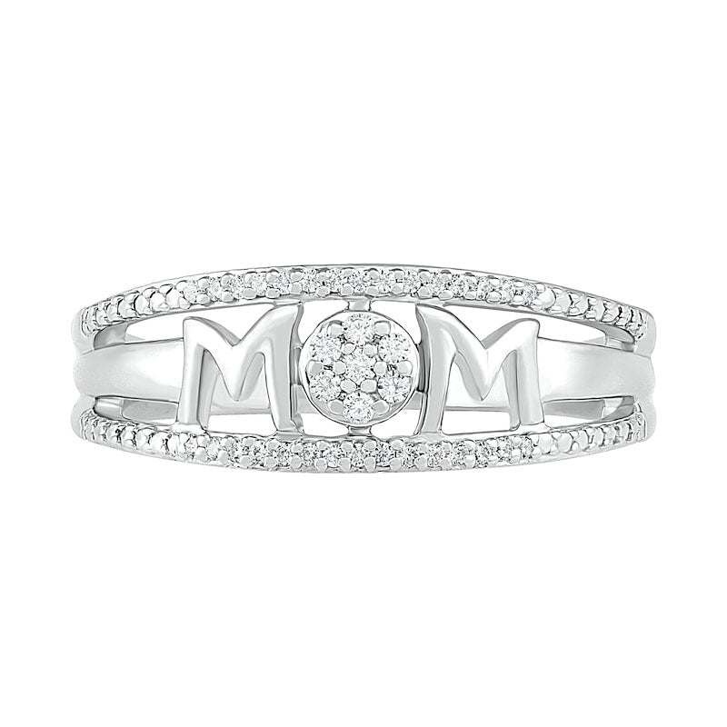 0.10 CT. T.W. Natural Diamond "MOM" Double Row Ring in Sterling Silver