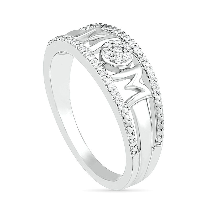 0.10 CT. T.W. Natural Diamond "MOM" Double Row Ring in Sterling Silver