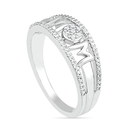 0.10 CT. T.W. Natural Diamond "MOM" Double Row Ring in Sterling Silver