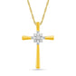 0.1 CT. T.W. Baguette and Round Natural Diamond Cross Sunburst Pendant in 10K Yellow Gold