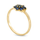 Blue Sapphire and Natural Diamond Accent Flower Cluster Ring in Solid 10K Yellow Gold
