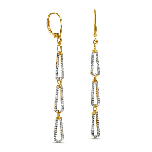 0.5 CT. T.W. Diamond Paperclip-Style Drop Earrings in 10K Gold
