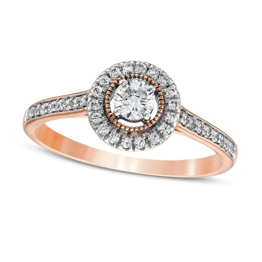 0.33 CT. T.W. Natural Diamond Frame Antique Vintage-Style Engagement Ring in Solid 10K Rose Gold