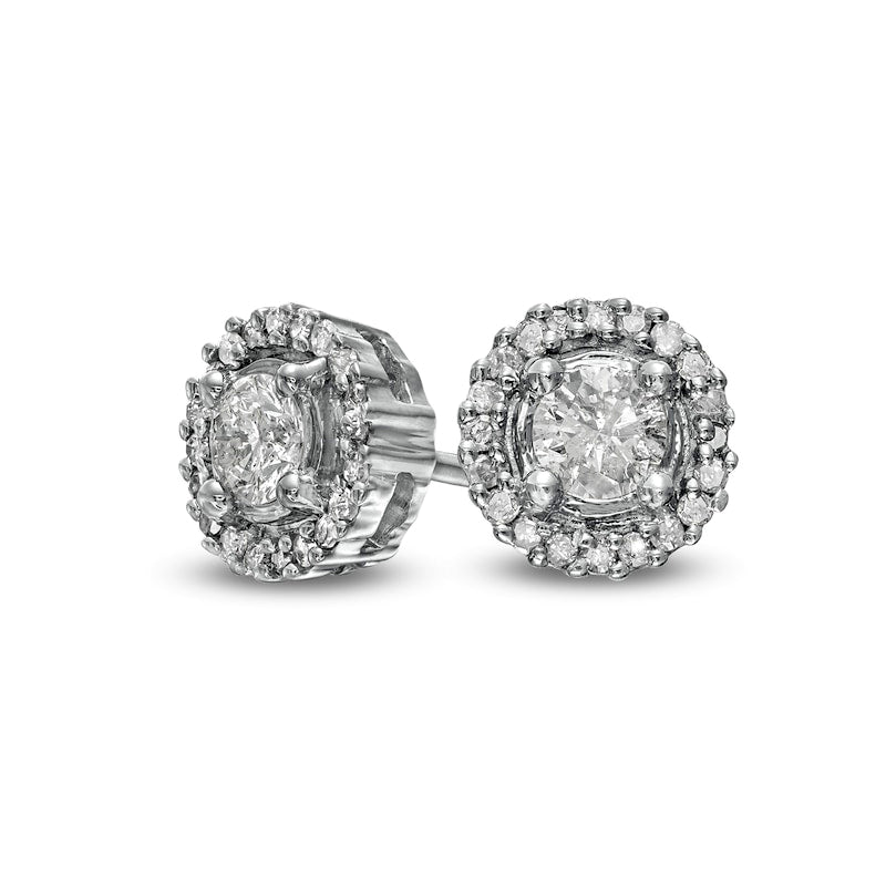 0.38 CT. T.W. Diamond Frame Stud Earrings in 10K White Gold