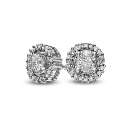0.38 CT. T.W. Diamond Frame Stud Earrings in 10K White Gold