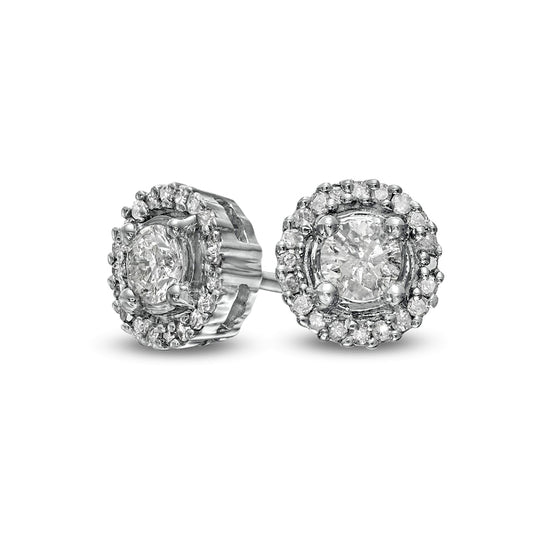 0.38 CT. T.W. Diamond Frame Stud Earrings in 10K White Gold
