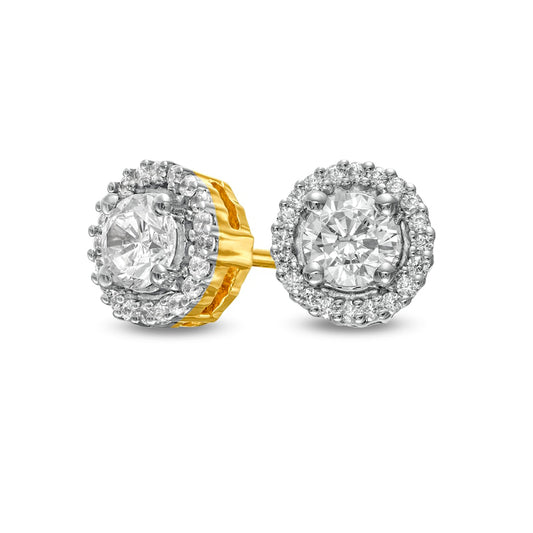 0.38 CT. T.W. Diamond Frame Stud Earrings in 10K Gold