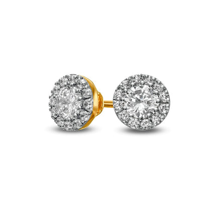 0.38 CT. T.W. Diamond Frame Stud Earrings in 10K Gold