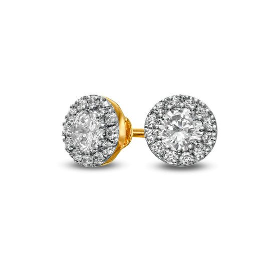 0.38 CT. T.W. Diamond Frame Stud Earrings in 10K Gold