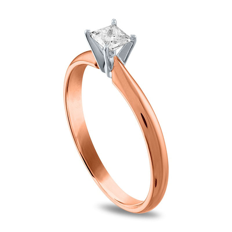 0.25 CT. Princess-Cut Natural Clarity Enhanced Diamond Solitaire Engagement Ring in Solid 14K Rose Gold (I/I2)
