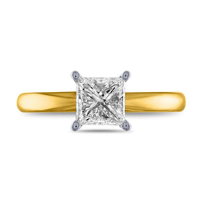 1.5 CT. Certified Princess-Cut Natural Clarity Enhanced Diamond Solitaire Engagement Ring in Solid 14K Gold (I/I2)