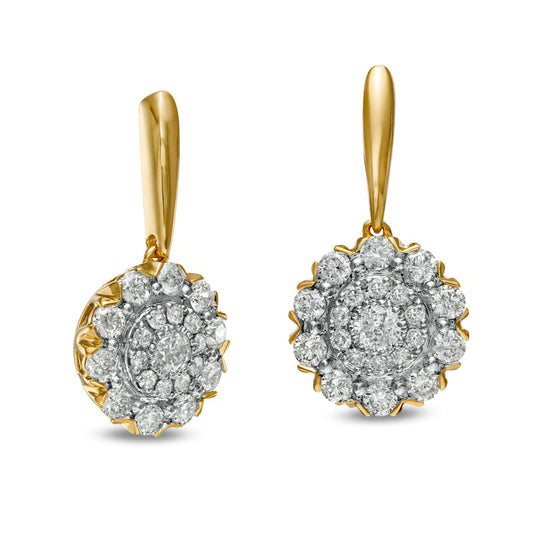 0.5 CT. T.W. Composite Diamond Flower Frame Drop Earrings in 10K Gold
