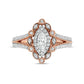 0.75 CT. T.W. Marquise and Round Natural Diamond Alternating Frame Antique Vintage-Style Engagement Ring in Solid 10K Rose Gold