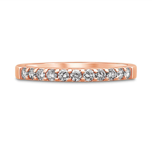 0.38 CT. T.W. Natural Diamond Eleven Stone Anniversary Band in Solid 10K Rose Gold