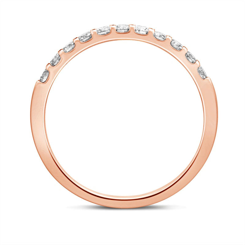 0.38 CT. T.W. Natural Diamond Eleven Stone Anniversary Band in Solid 10K Rose Gold