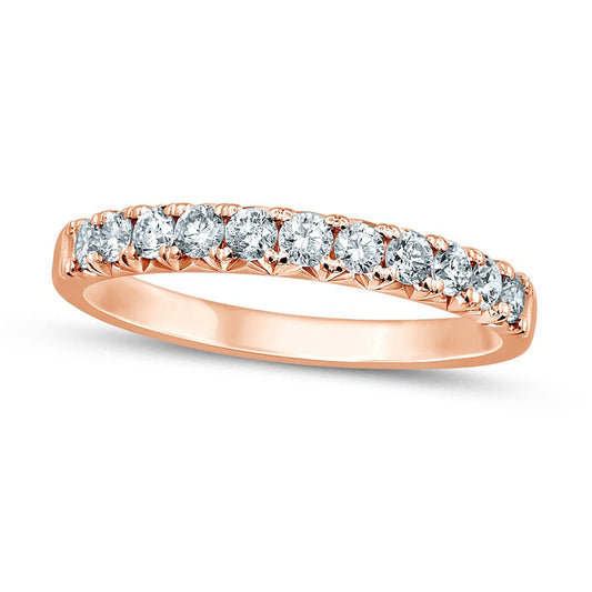 0.50 CT. T.W. Natural Diamond Eleven Stone Anniversary Band in Solid 14K Rose Gold