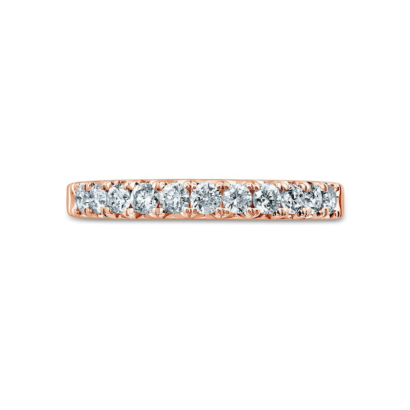 0.50 CT. T.W. Natural Diamond Eleven Stone Anniversary Band in Solid 14K Rose Gold