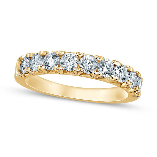 1.0 CT. T.W. Natural Diamond Nine Stone Anniversary Band in Solid 14K Gold