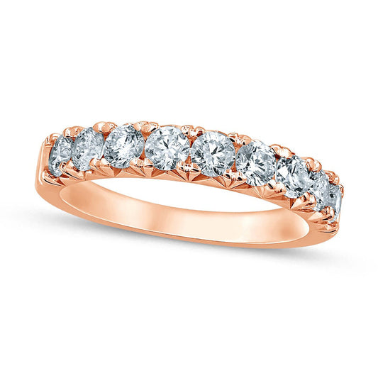 1.0 CT. T.W. Natural Diamond Nine Stone Anniversary Band in Solid 14K Rose Gold