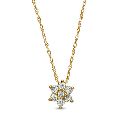 0.2 CT. T.W. Natural Diamond Flower Pendant in 10K Yellow Gold