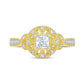 0.50 CT. T.W. Princess-Cut and Round Natural Diamond Frame Antique Vintage-Style Art Deco Engagement Ring in Solid 10K Yellow Gold