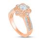 0.63 CT. T.W. Natural Diamond Flower Frame Antique Vintage-Style Engagement Ring in Solid 10K Rose Gold