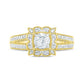 0.75 CT. T.W. Natural Diamond Scalloped Square Frame Antique Vintage-Style Engagement Ring in Solid 10K Yellow Gold