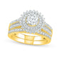 1.0 CT. T.W. Natural Diamond Sunburst Frame Antique Vintage-Style Bridal Engagement Ring Set in Solid 10K Yellow Gold