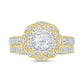 0.75 CT. T.W. Natural Diamond Scallop Edge Frame Antique Vintage-Style Bridal Engagement Ring Set in Solid 10K Yellow Gold