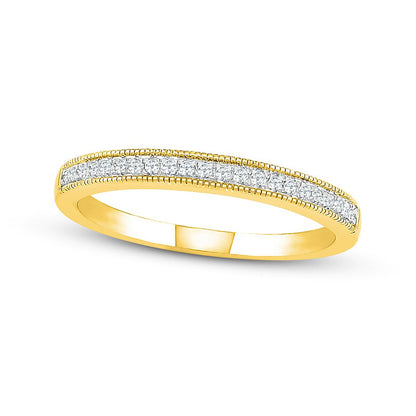 0.75 CT. T.W. Natural Diamond Scallop Edge Frame Antique Vintage-Style Bridal Engagement Ring Set in Solid 10K Yellow Gold