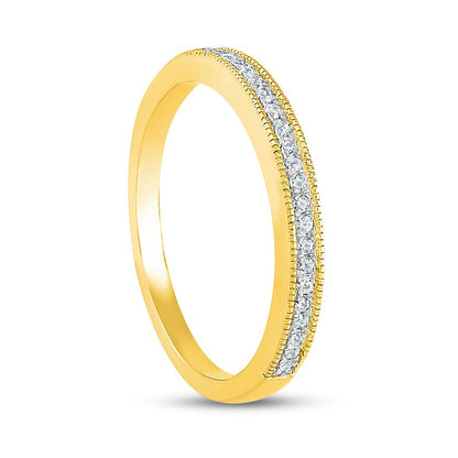 0.75 CT. T.W. Natural Diamond Scallop Edge Frame Antique Vintage-Style Bridal Engagement Ring Set in Solid 10K Yellow Gold