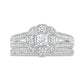 0.63 CT. T.W. Princess-Cut Natural Diamond Frame Art Deco Antique Vintage-Style Bridal Engagement Ring Set in Solid 10K White Gold