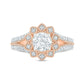 1.25 CT. T.W. Natural Diamond Flower Frame Antique Vintage-Style Bridal Engagement Ring Set in Solid 10K Rose Gold