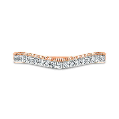 1.25 CT. T.W. Natural Diamond Flower Frame Antique Vintage-Style Bridal Engagement Ring Set in Solid 10K Rose Gold