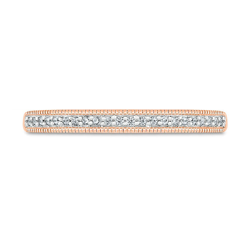 0.75 CT. T.W. Princess-Cut Natural Diamond Double Cushion Frame Antique Vintage-Style Bridal Engagement Ring Set in Solid 10K Rose Gold