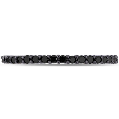 0.20 CT. T.W. Black Enhanced Natural Diamond Anniversary Band in Solid 10K White Gold