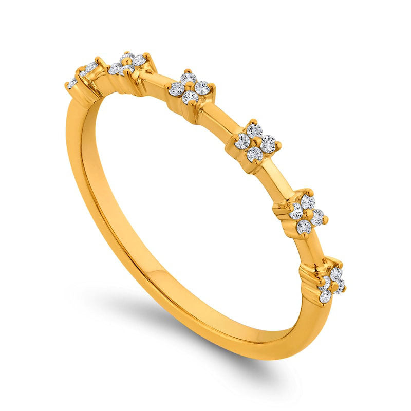 0.13 CT. T.W. Quad Natural Diamond Band in Solid 10K Yellow Gold