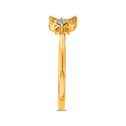 0.07 CT. T.W. Natural Diamond Crescent Moon and Eight-Point Star Open Ring in Solid 10K Yellow Gold