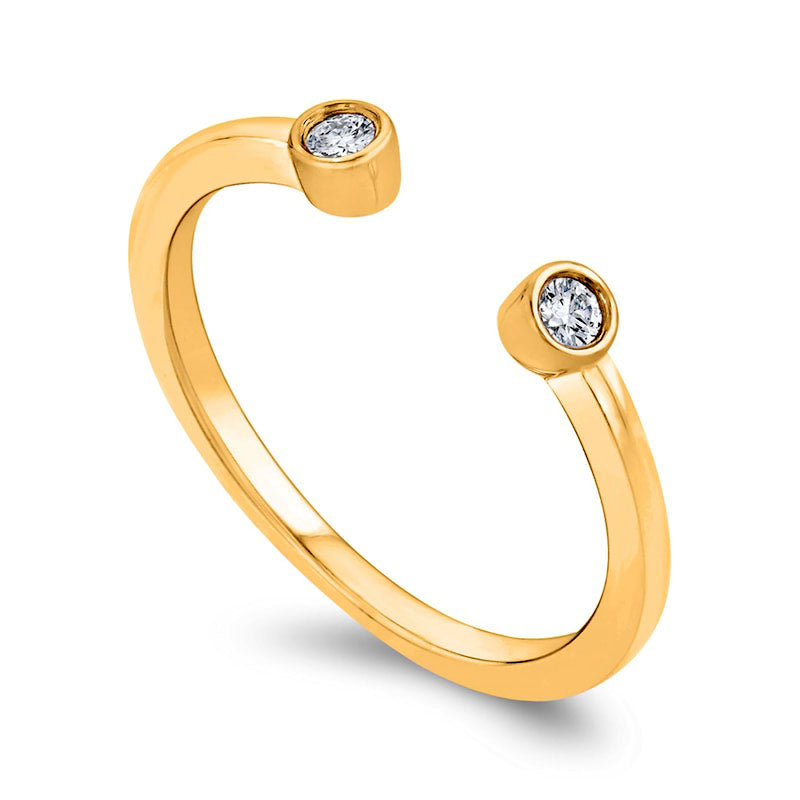 0.07 CT. T.W. Natural Diamond Two Stone Open Ring in Solid 10K Yellow Gold