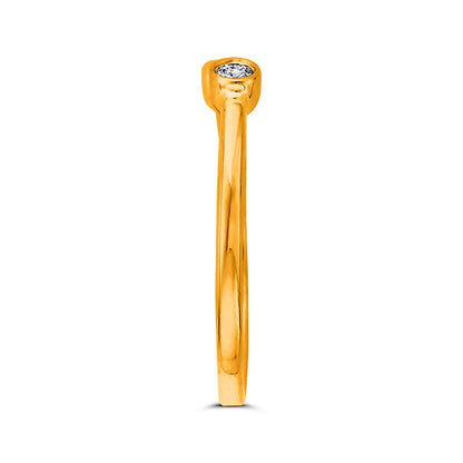 0.07 CT. T.W. Natural Diamond Two Stone Open Ring in Solid 10K Yellow Gold