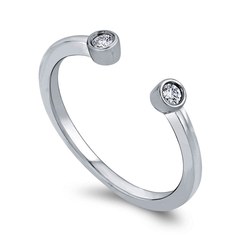 0.07 CT. T.W. Natural Diamond Two Stone Open Ring in Solid 10K White Gold