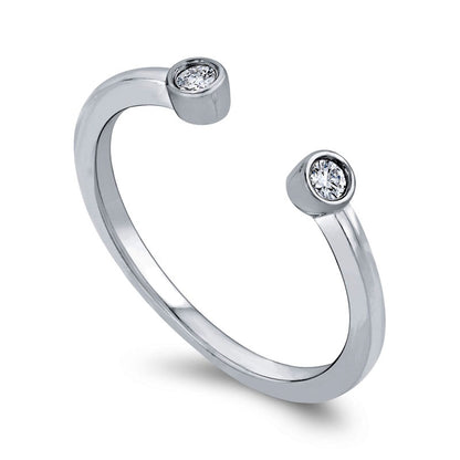 0.07 CT. T.W. Natural Diamond Two Stone Open Ring in Solid 10K White Gold
