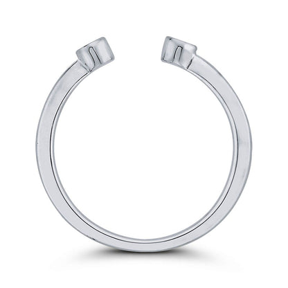 0.07 CT. T.W. Natural Diamond Two Stone Open Ring in Solid 10K White Gold