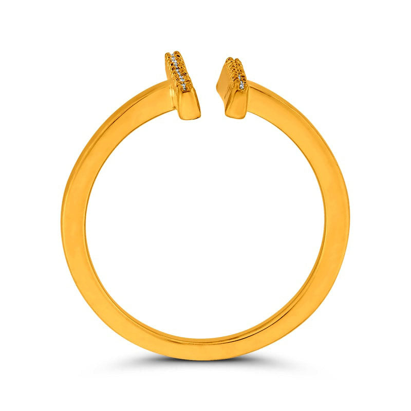 0.10 CT. T.W. Natural Diamond Double Bar Open Ring in Solid 10K Yellow Gold