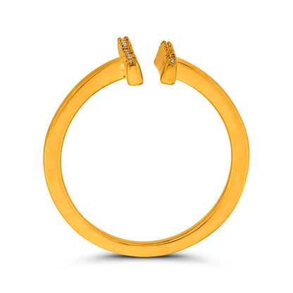 0.10 CT. T.W. Natural Diamond Double Bar Open Ring in Solid 10K Yellow Gold