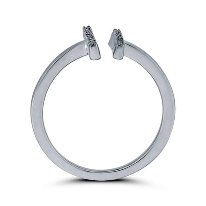 0.10 CT. T.W. Natural Diamond Double Bar Open Ring in Solid 10K White Gold