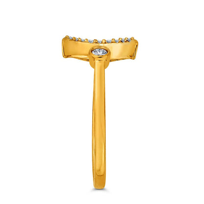 0.10 CT. T.W. Natural Diamond Crescent Moon Open Ring in Solid 10K Yellow Gold