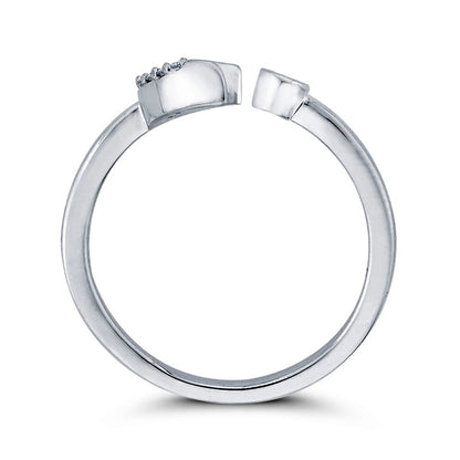 0.10 CT. T.W. Natural Diamond Crescent Moon Open Ring in Solid 10K White Gold